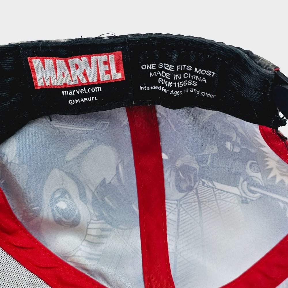 2 Marvel Comics Deadpool Logo Mens Black Hat Cap Comic Print Visor Snapback - Picture 10 of 11
